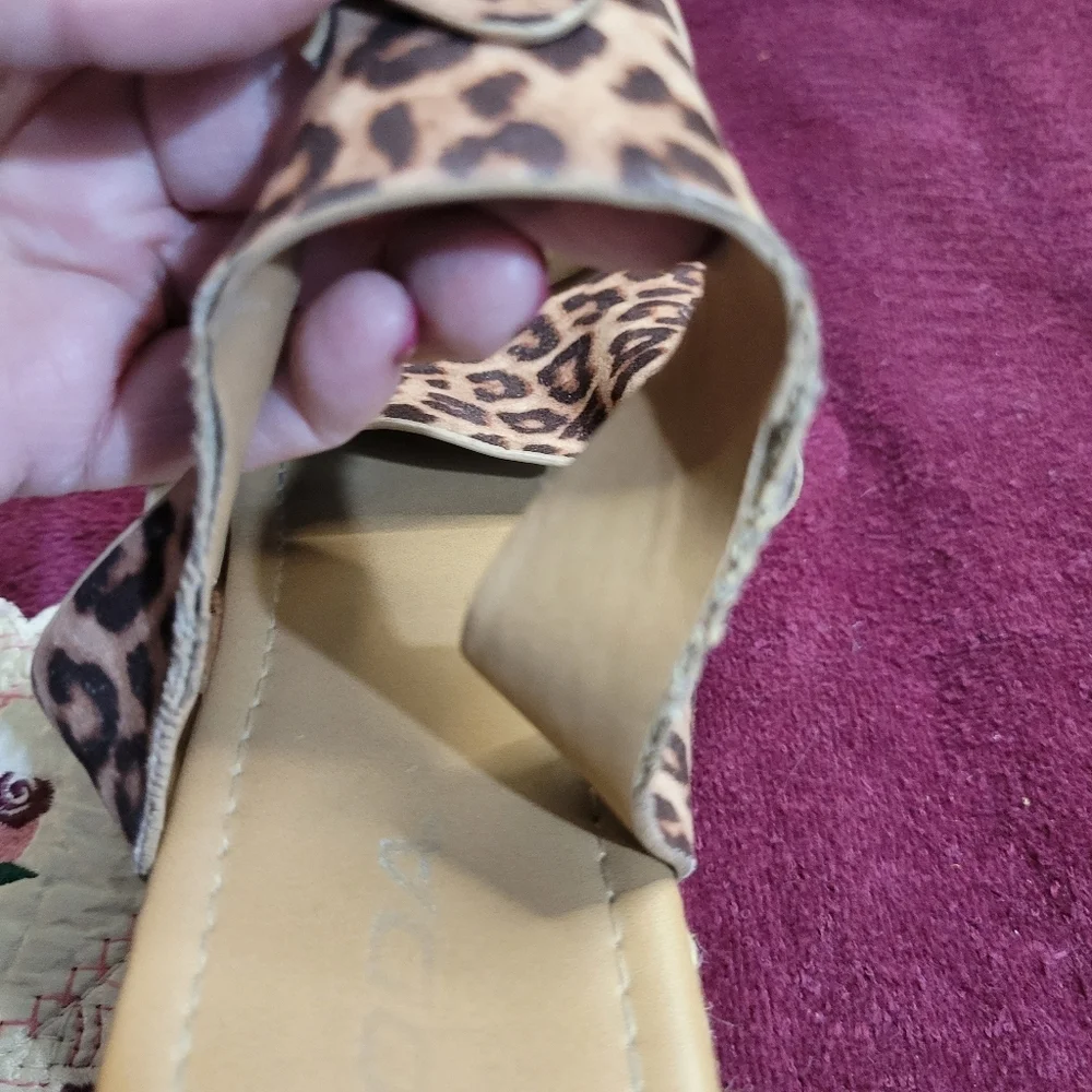 Soda Cheetah Platform Sandals with Buckle Closure, Womens Size 10